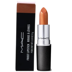 MAC Frost Lipstick Bronze Shimmer outer-cap close-up highlighting premium packaging for glam looks.