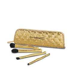 MAC Golden Touch mini brush kit with holiday pouch for on-the-go touch-ups.