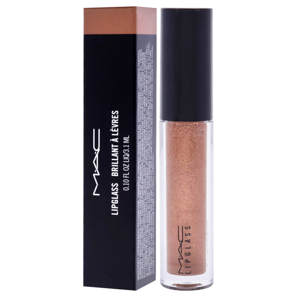 MAC Lipglass Oh Baby on lips highlighting fullness and glossy look