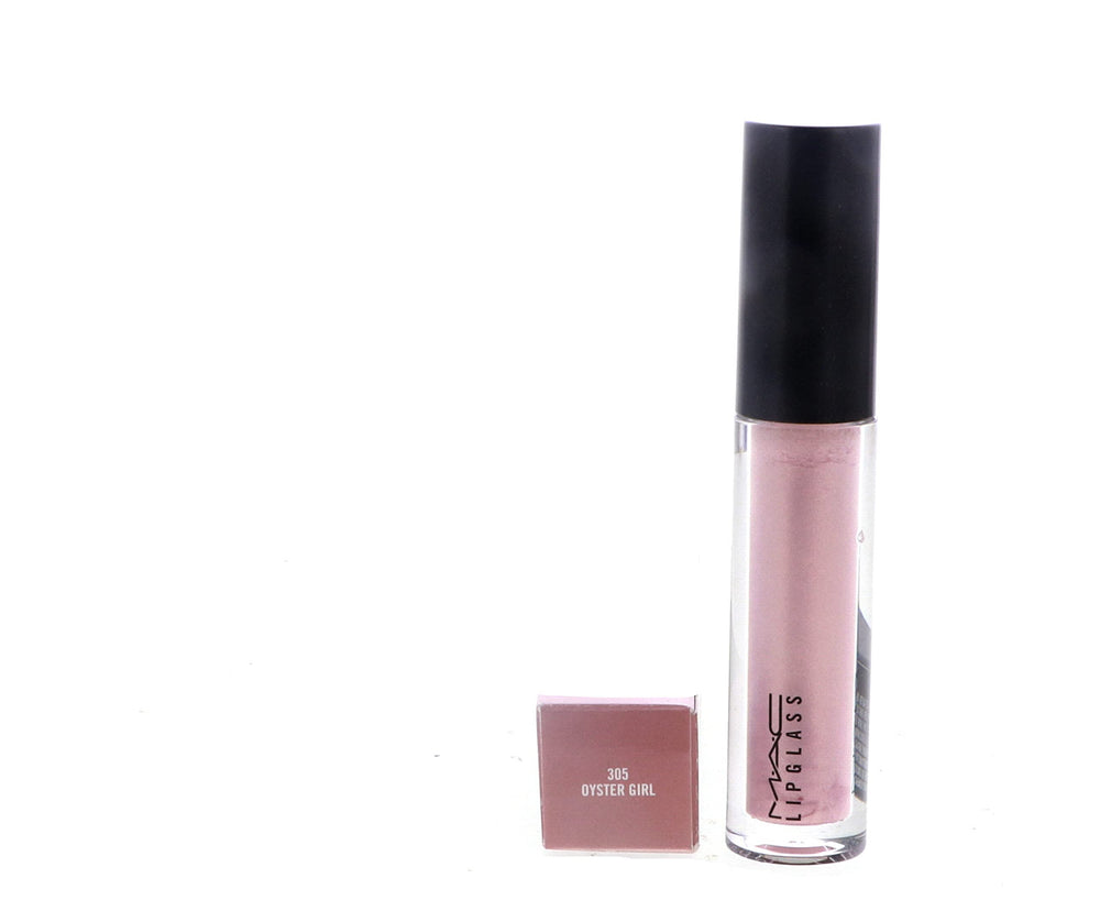 MAC Lipglass Oyster Girl lip swatch showing rich pigment and shine.
