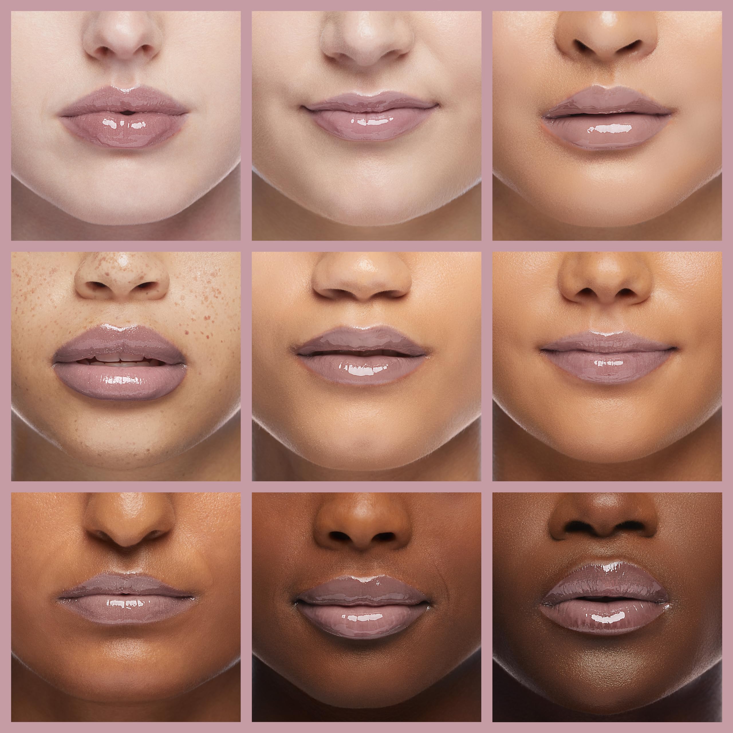 MAC Lipglass Oyster Girl worn on lips for long-lasting gloss.