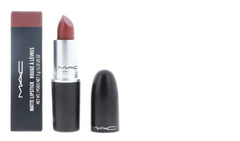 MAC Lipstick Taupe swatches show muted reddish-taupe shade for refined lips.