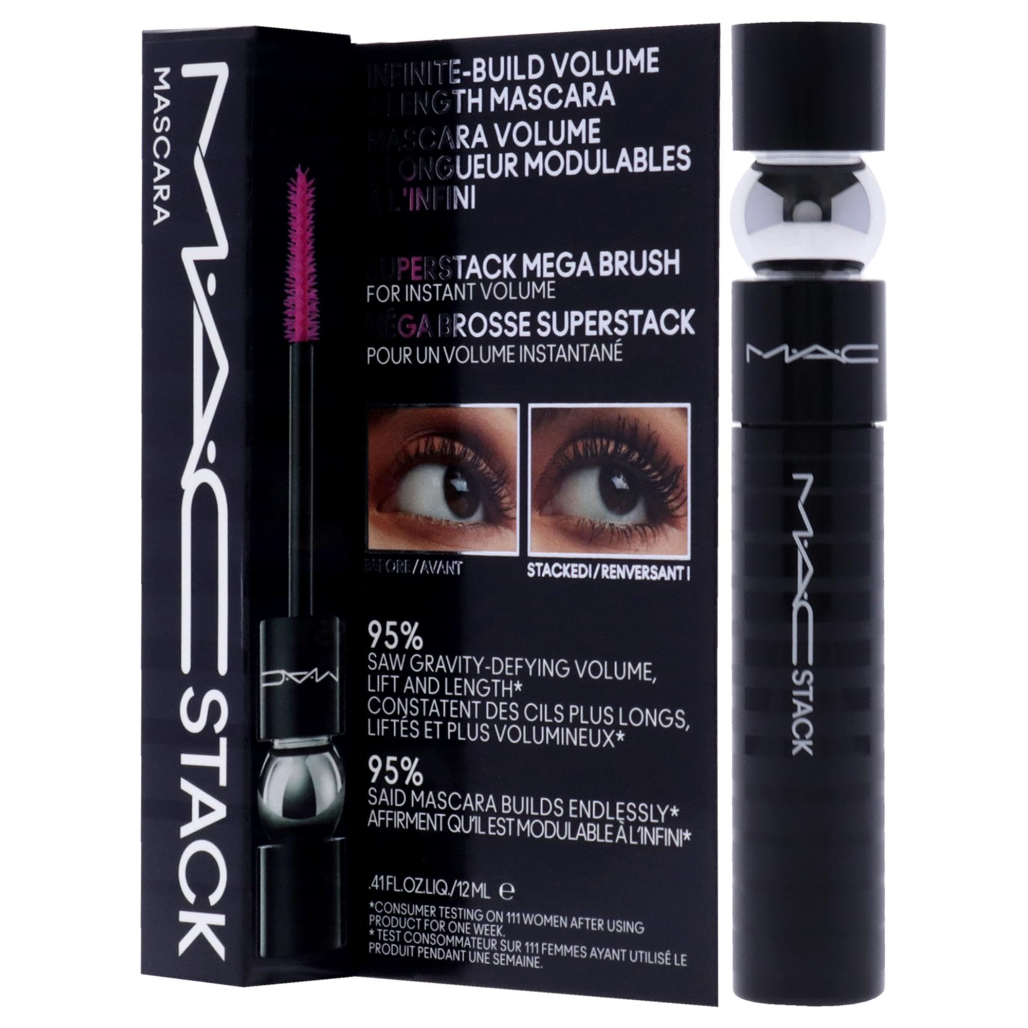 MAC MacStack mascara packaging highlights premium design and easy shopper experience.