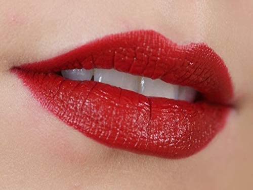 MAC Matte Lipstick 612 Russian Red vivid color payoff in daylight
