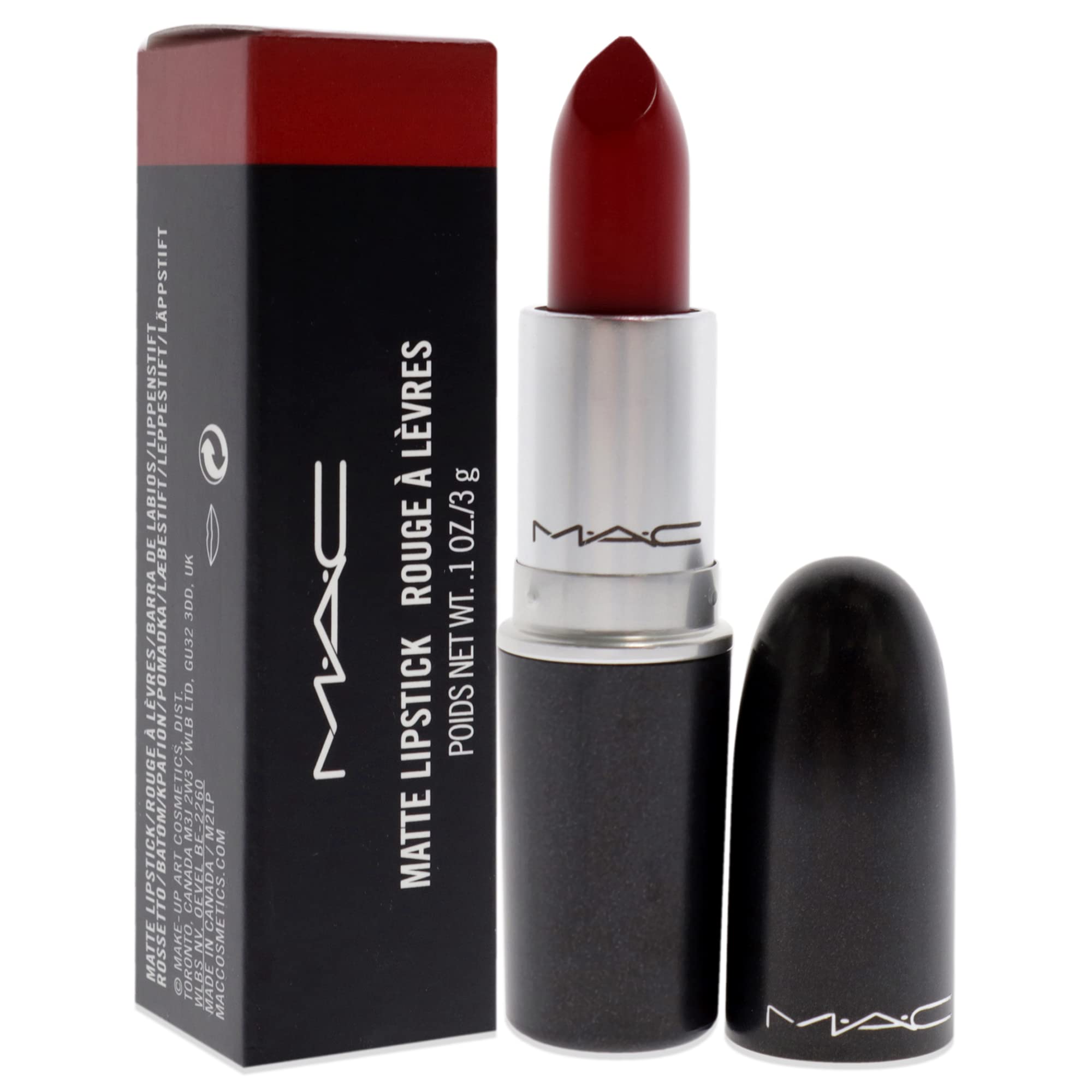 MAC Matte Lipstick 612 Russian Red on lips close-up with smooth finish