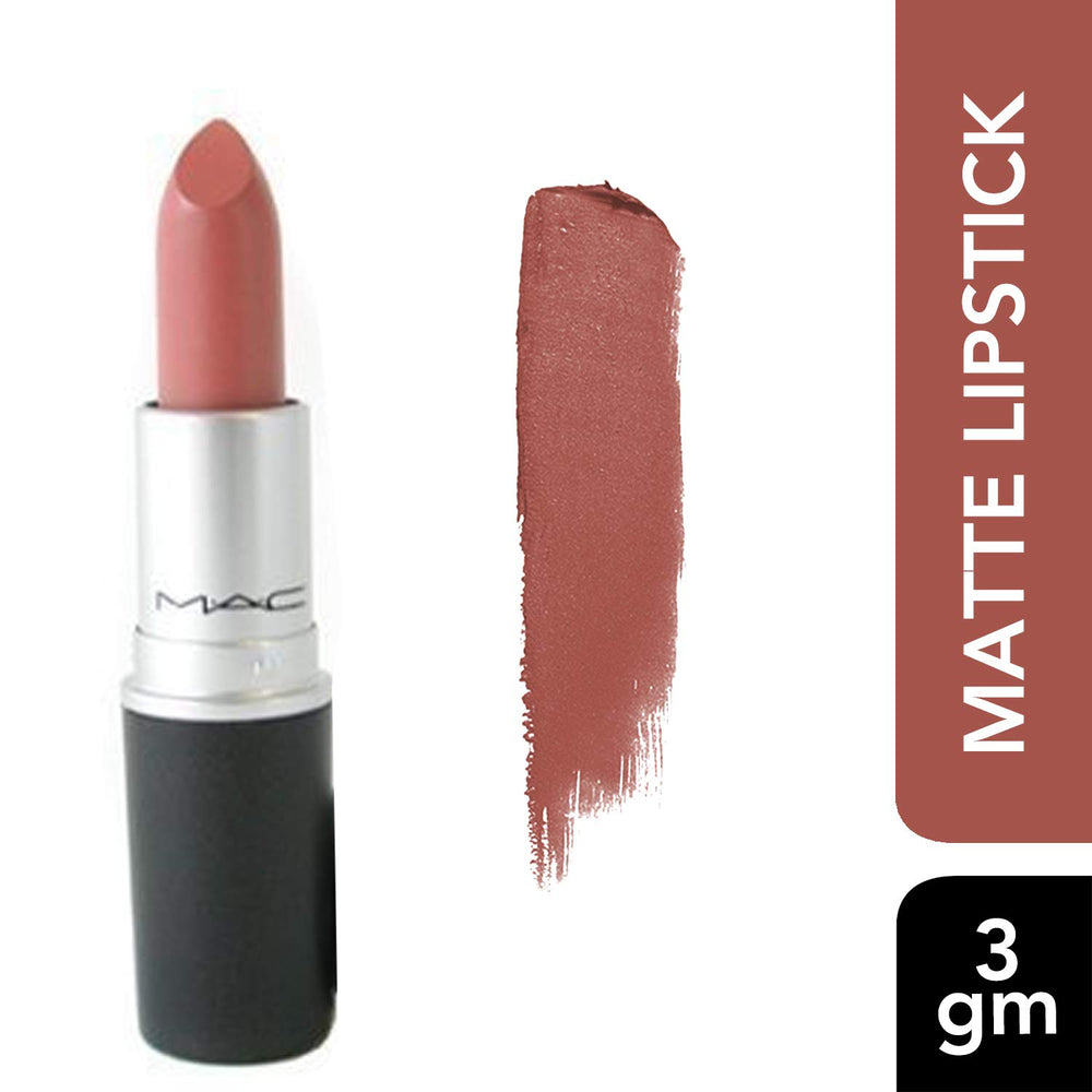 MAC Matte Lipstick Honeylove tube swatch demonstrates smooth matte application