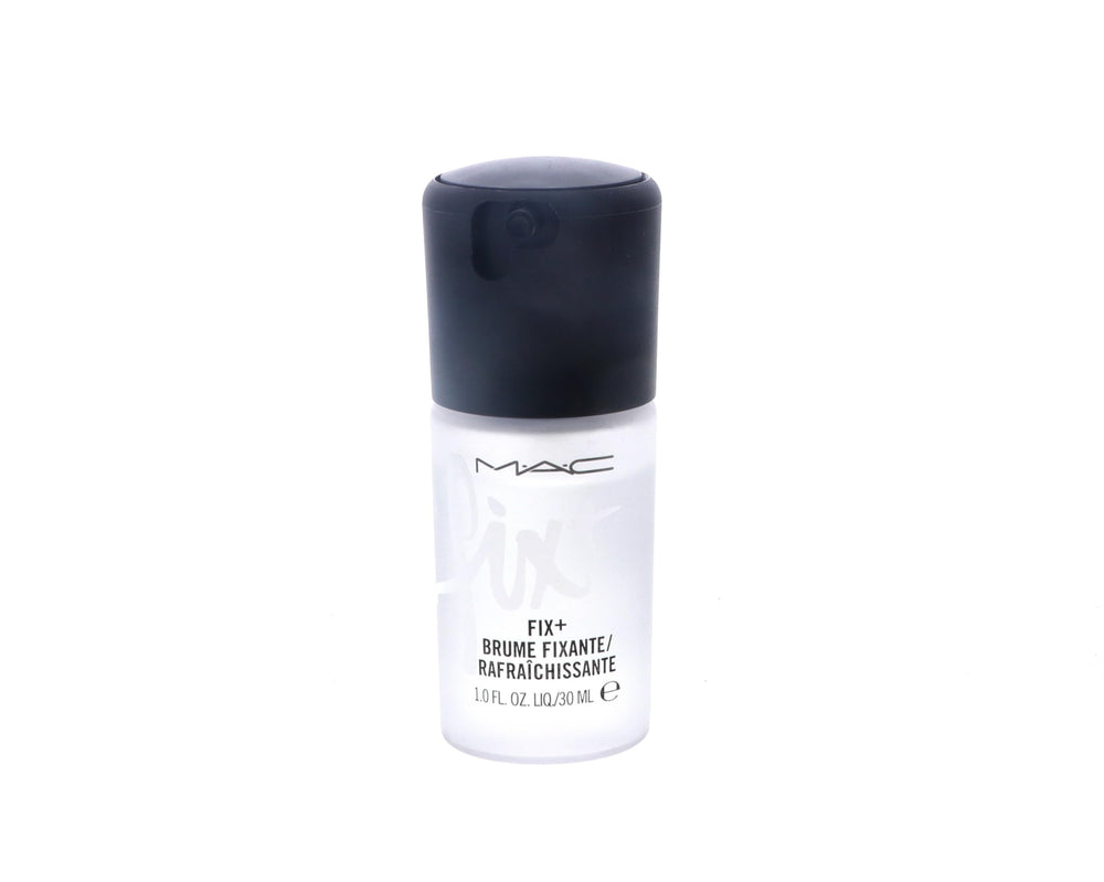 MAC Prep Plus Fix Plus mist mini packaging detail highlights travel-friendly beauty essential.
