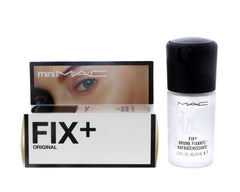 MAC Prep Plus Fix Plus mist mini spray closeup promotes hydrated makeup with radiant finish.