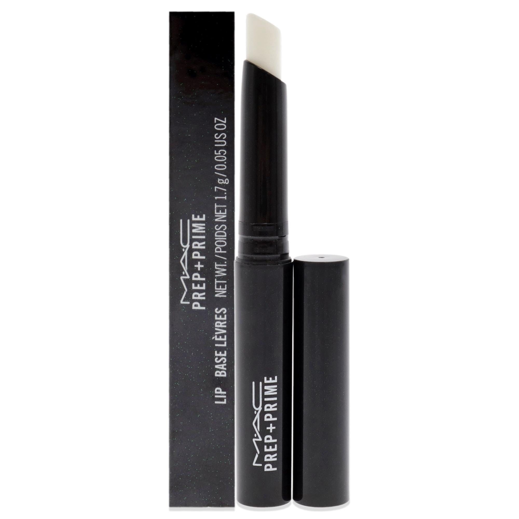 MAC Prep + Prime Lip tube closeup shows a color-free base for smoother lip products.
