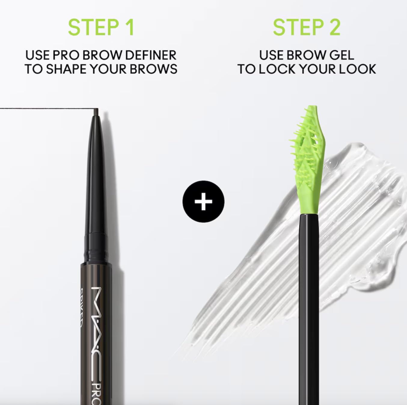 MAC Pro Locked Brow Gel Clear ingredients list highlights animal-free formula.