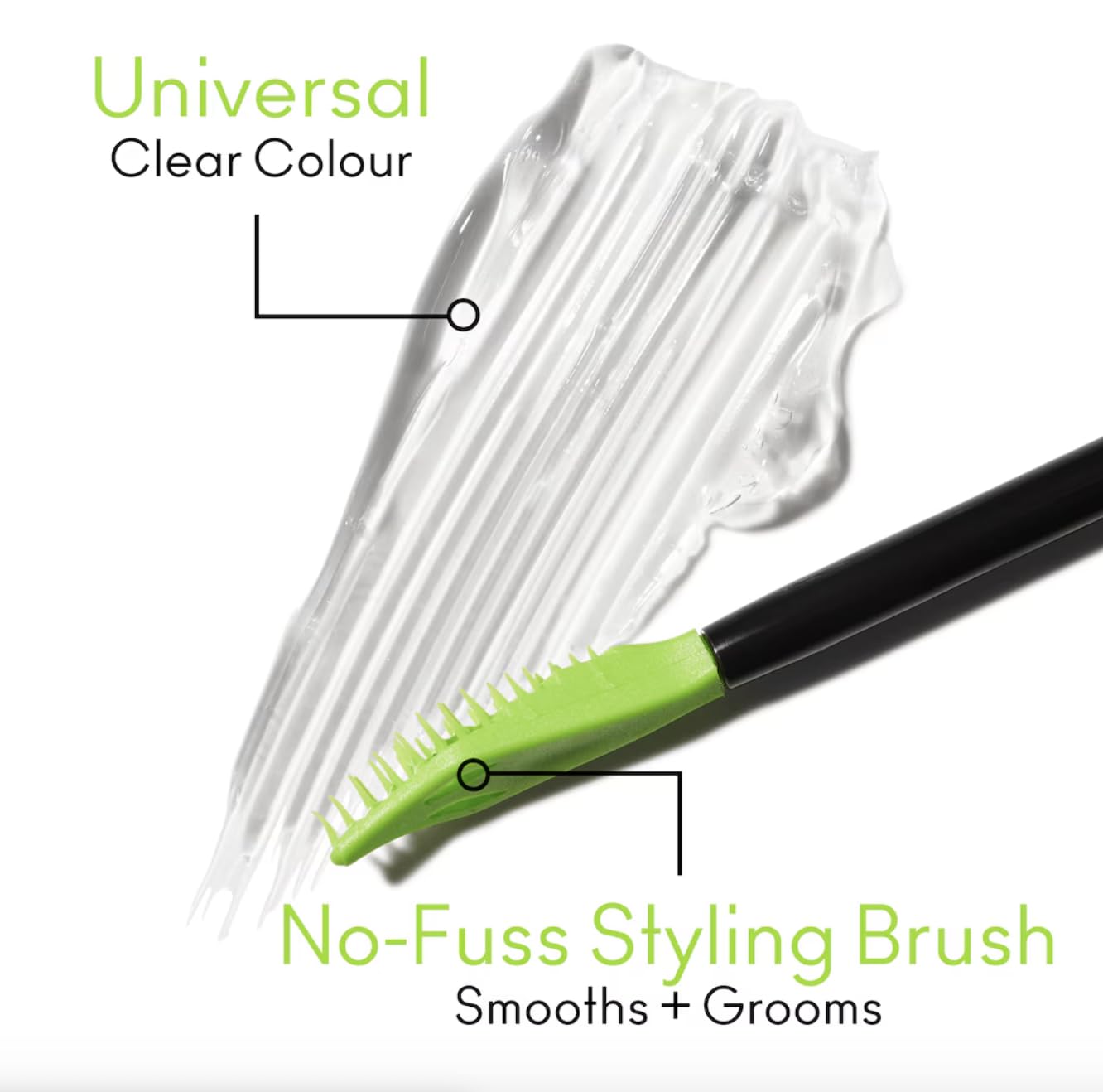 MAC Pro Locked Brow Gel Clear swatch demonstrates long-lasting hold on skin.