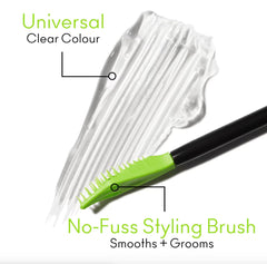 MAC Pro Locked Brow Gel Clear swatch demonstrates long-lasting hold on skin.