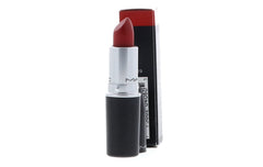 MAC Ruby Woo swatch on skin reveals vivid bluish-red matte payoff.