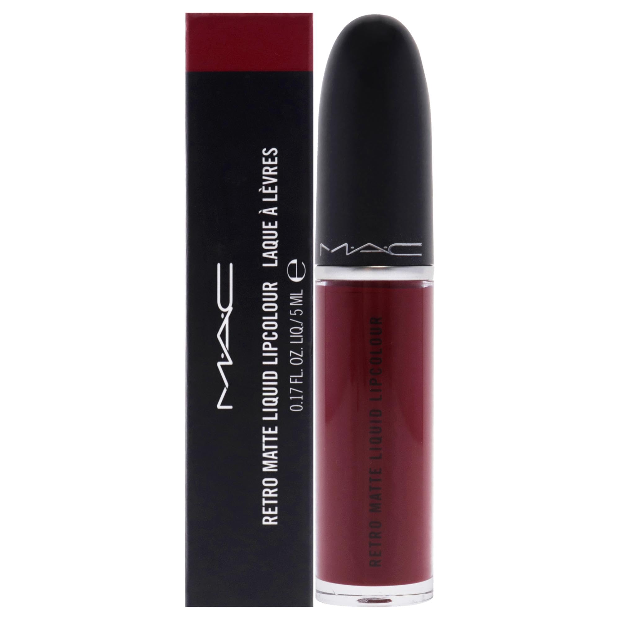 MAC Retro Matte Lip Colour Dance With Me bottle closeup showing bold, long-wearing color