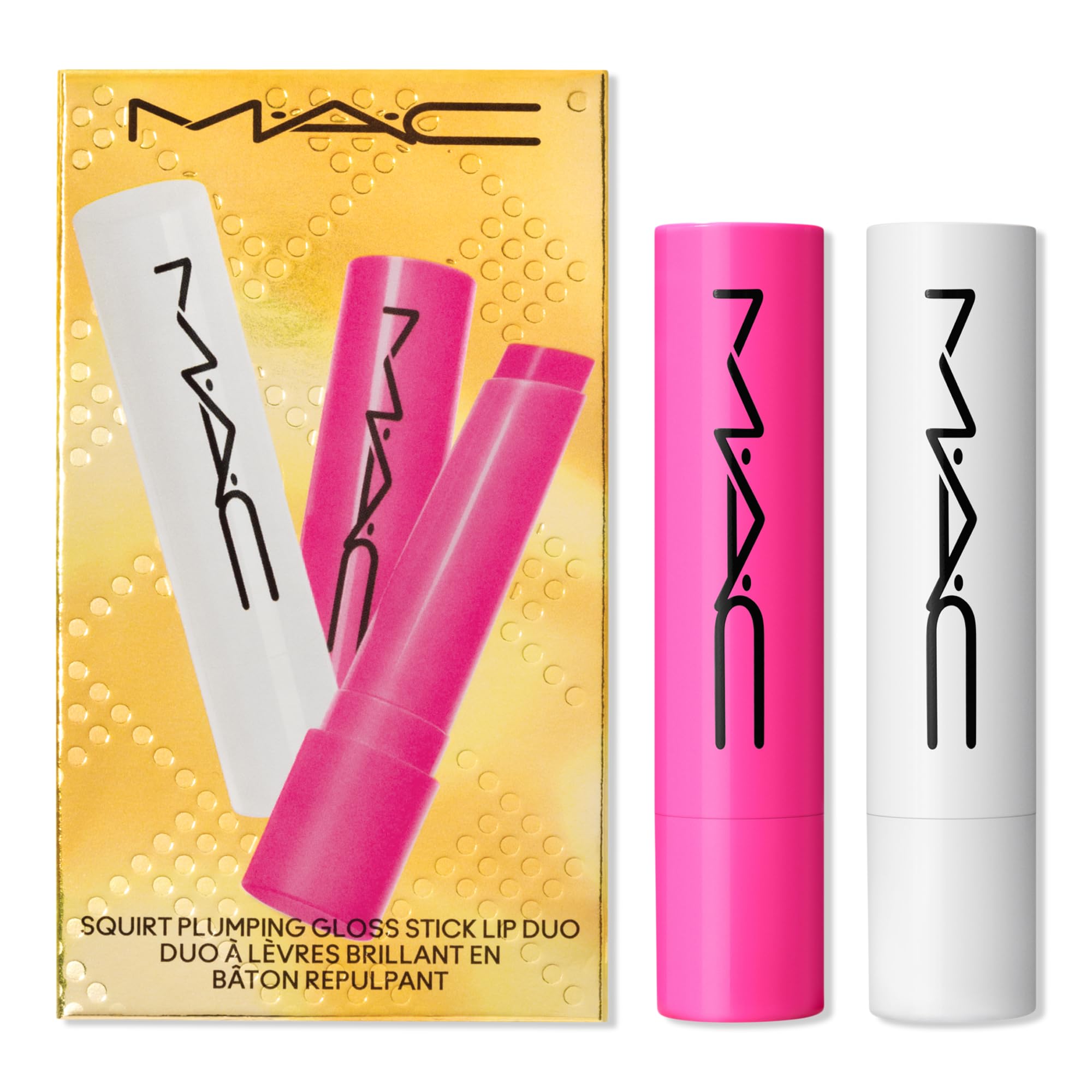 MAC Squirt gloss stick duo packaging highlights portable on-the-go lip glow