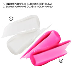 MAC Squirt gloss stick rose swatch shows juicy color with plumping hint
