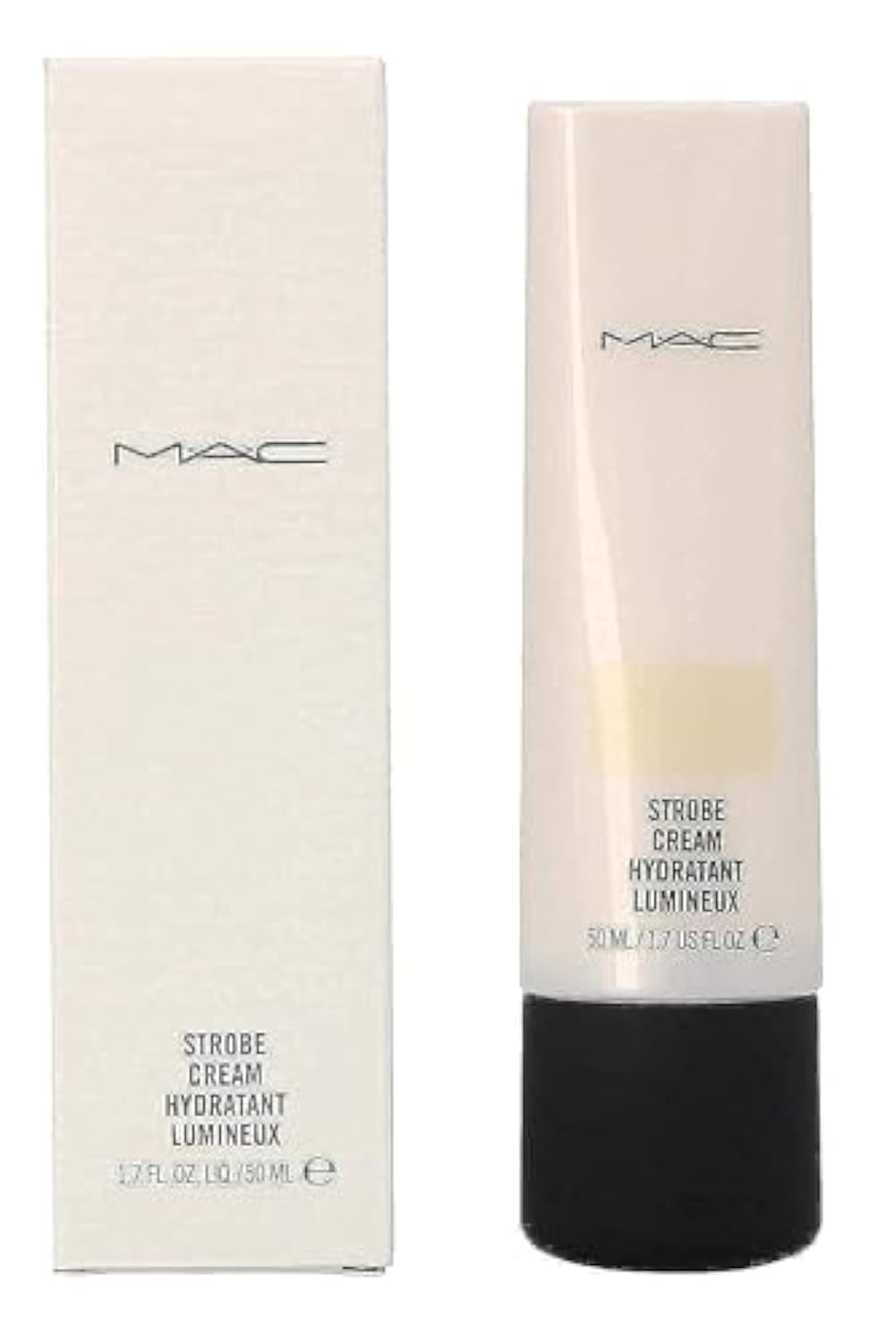 MAC Strobe Cream Goldlite bottle shows radiant glow and brightening prep for makeup.