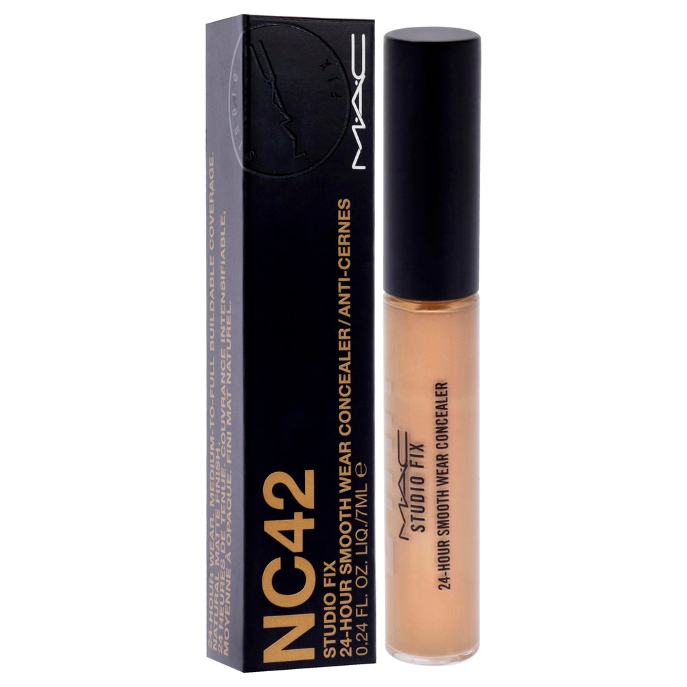 MAC Studio Fix concealer NC42 swatches on skin showing shade match and smooth finish.