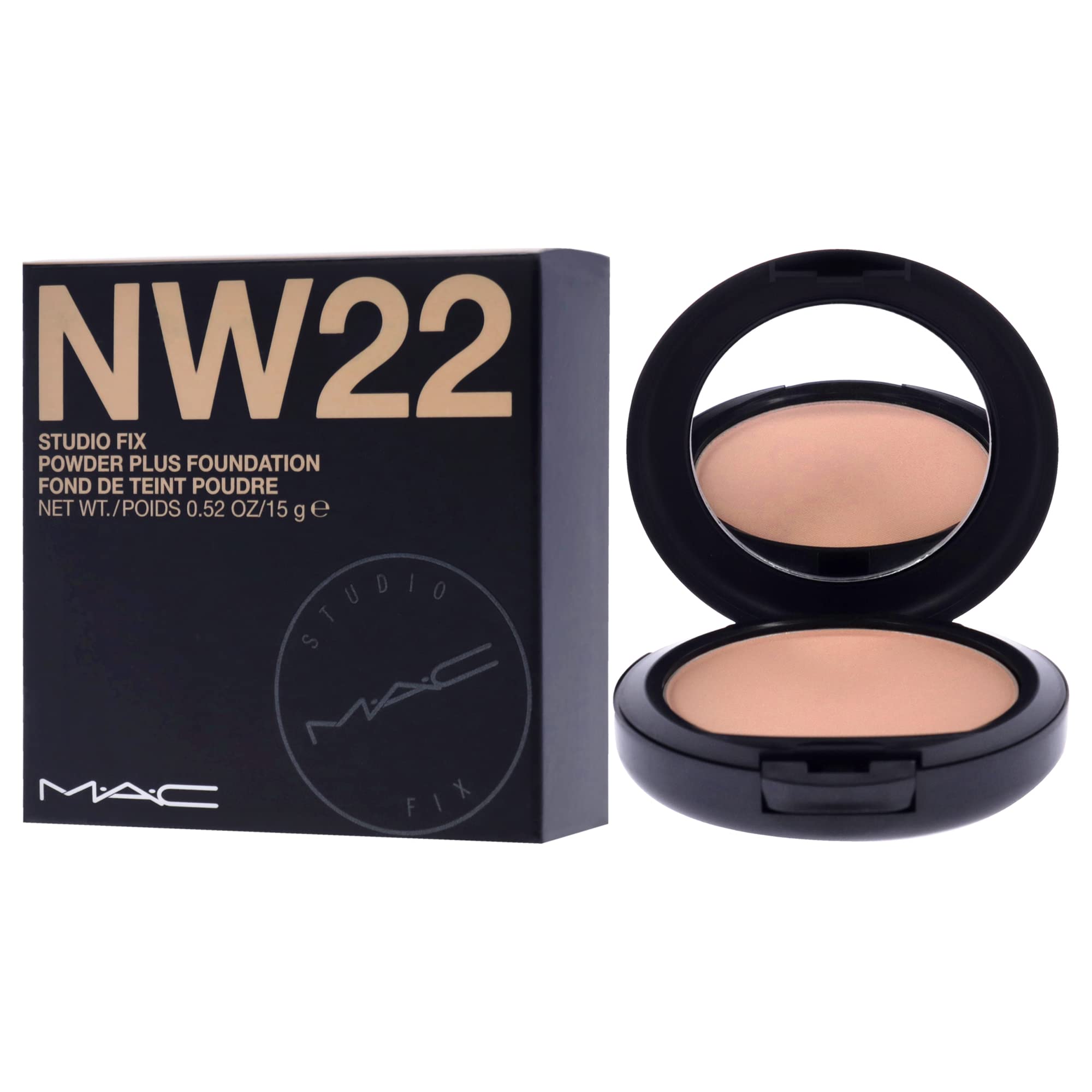 MAC Studio Fix Packaging NW22 compact illustrates travel-friendly design for on-the-go touchups.