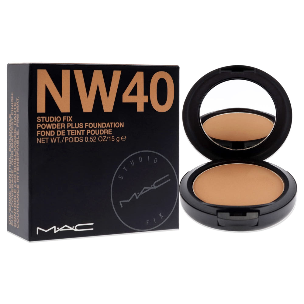MAC Studio Fix NW40 powder being applied with sponge for fuller coverage
