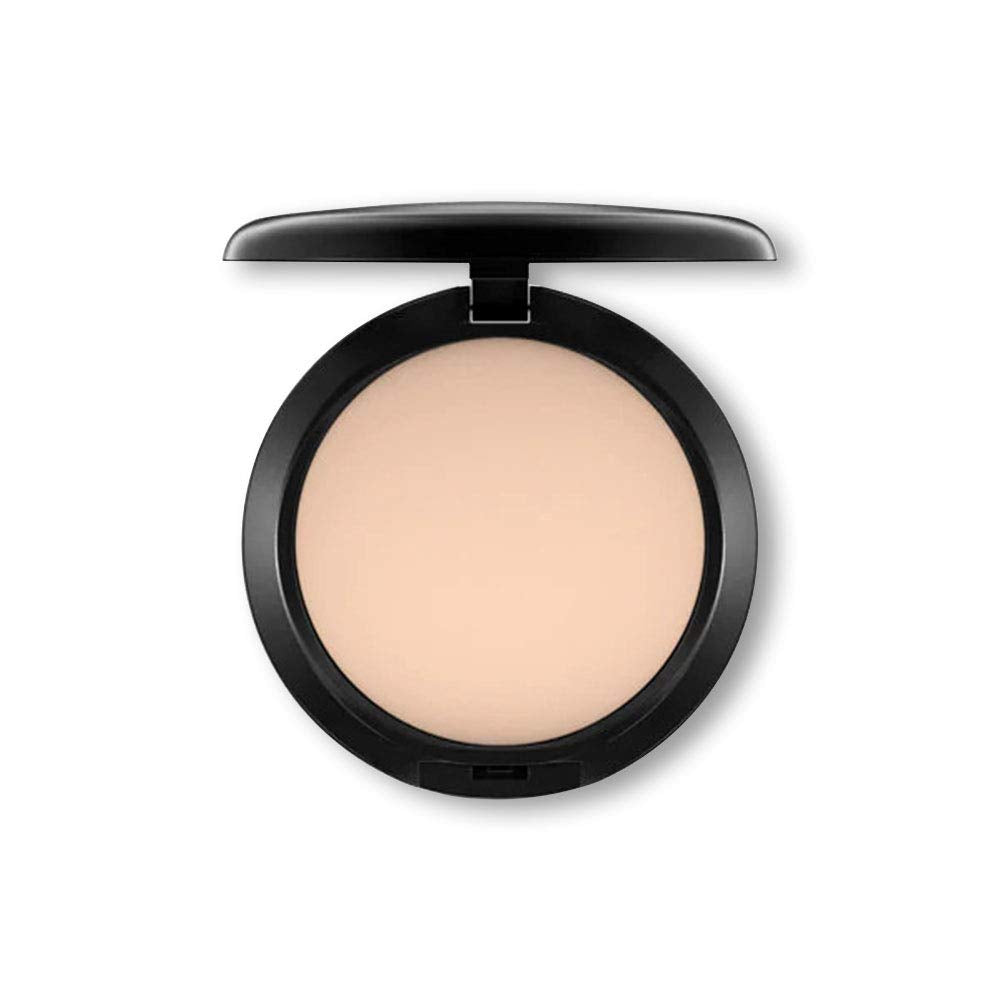 MAC Studio Fix Powder Plus compact closeup showing matte finish and pore blurring