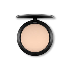 MAC Studio Fix Powder Plus compact closeup showing matte finish and pore blurring