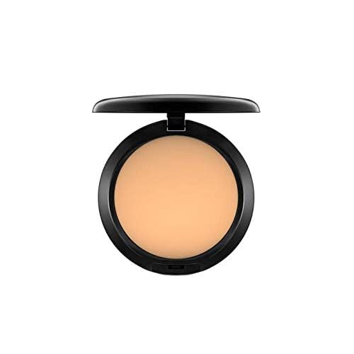 MAC Studio Fix Powder Plus Foundation NC42 compact open shows easy-to-swatch coverage options.