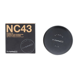 MAC Studio Fix Powder Plus Foundation NC43 compact shows matte finish and full coverage.