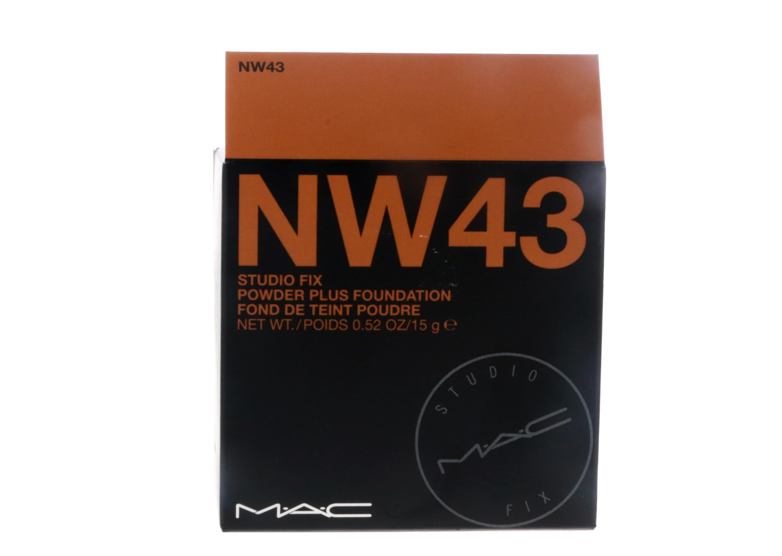 MAC Studio Fix Powder Plus Foundation NW43 swatches demonstrate even tone and full coverage potential.