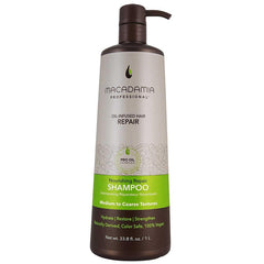 Macadamia Professional Nourishing Repair Shampoo bottle emphasizes rich moisture for coarse hair.