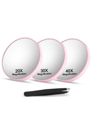 Macaki magnifying mirror set-3 angled view shows compact travel-friendly makeup tool for on-the-go checks