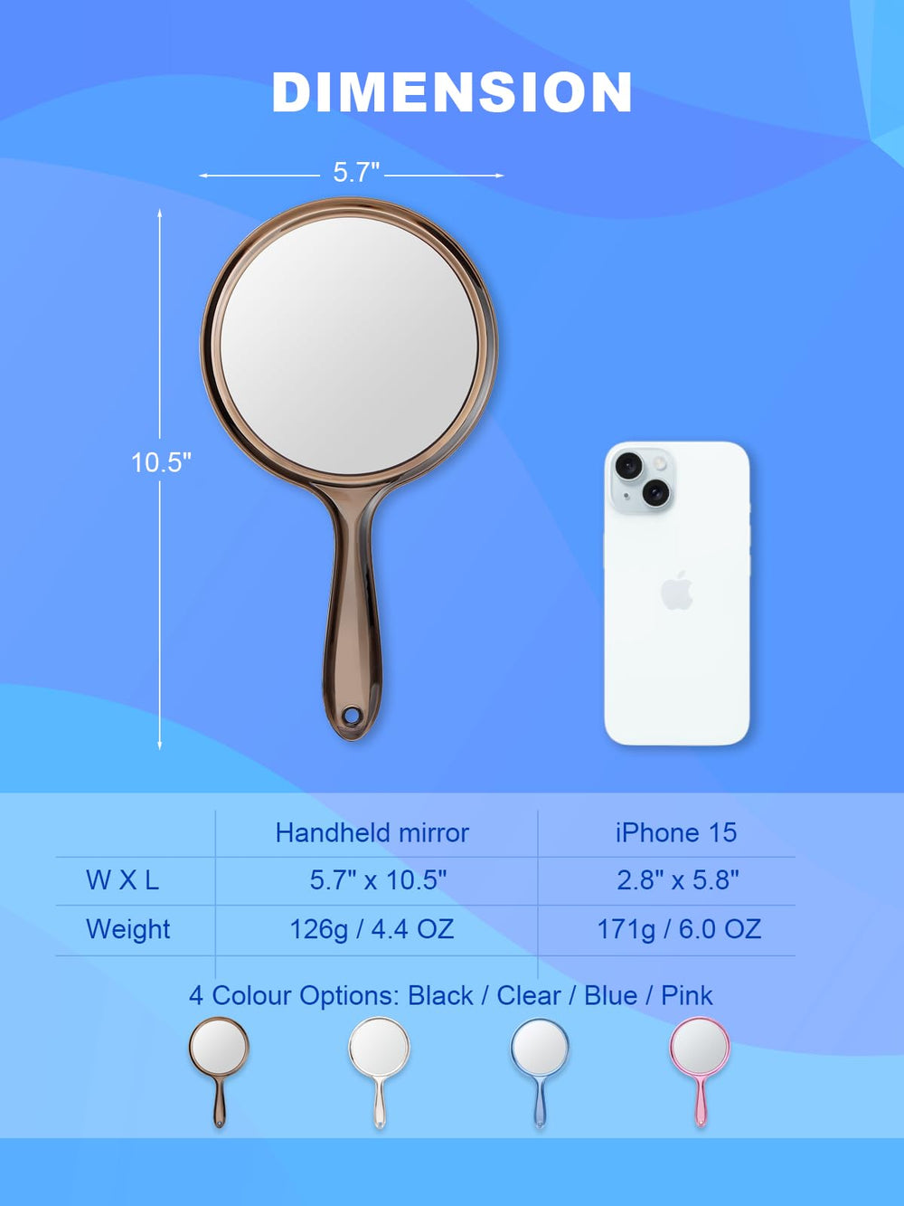 Miroir Macaki avec trou d'accroche pour rangement mural