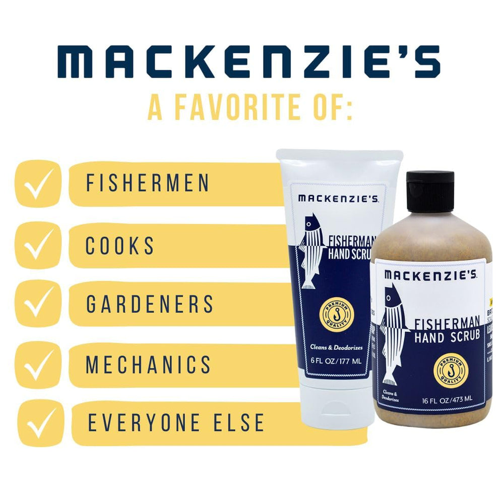 MACKENZIE'S Fisherman Hand Scrub texture closeup shows walnut husk exfoliation.