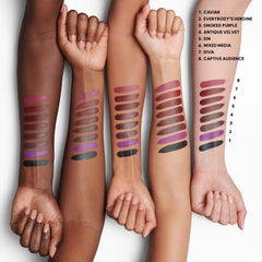 Macximal Silky Matte Diva closeup highlights smooth non-feathering finish.