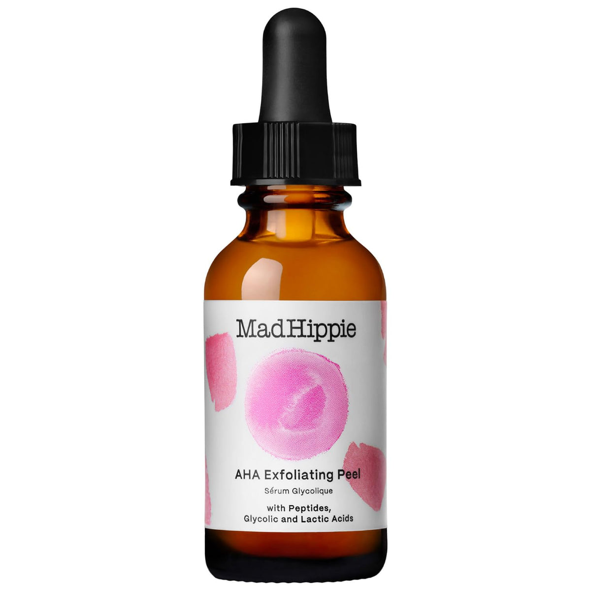 Mad Hippie AHA Exfoliating Peel bottle displays easy brightening treatment for nightly skincare