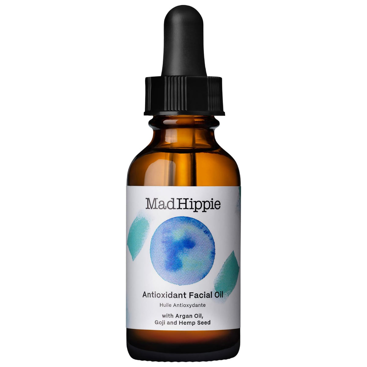 Mad Hippie Antioxidant Facial Oil bottle in amber glass for lightweight hydration.