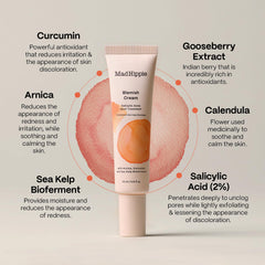 Mad Hippie blemish cream texture on skin shows a non-greasy finish for oily-prone skin.