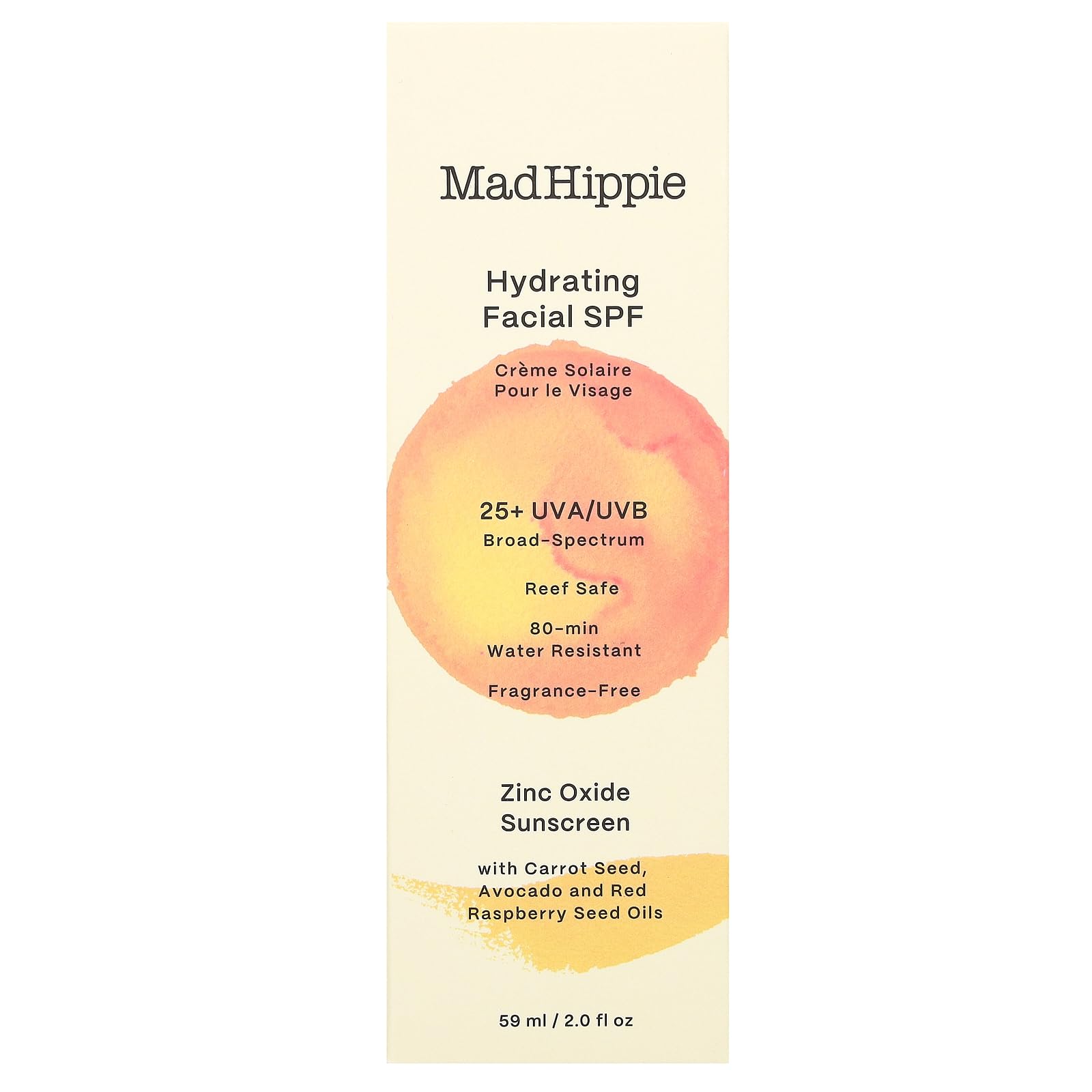 Mad Hippie Hydrating Facial SPF25 texture close-up, dewy finish and hydrating actives.