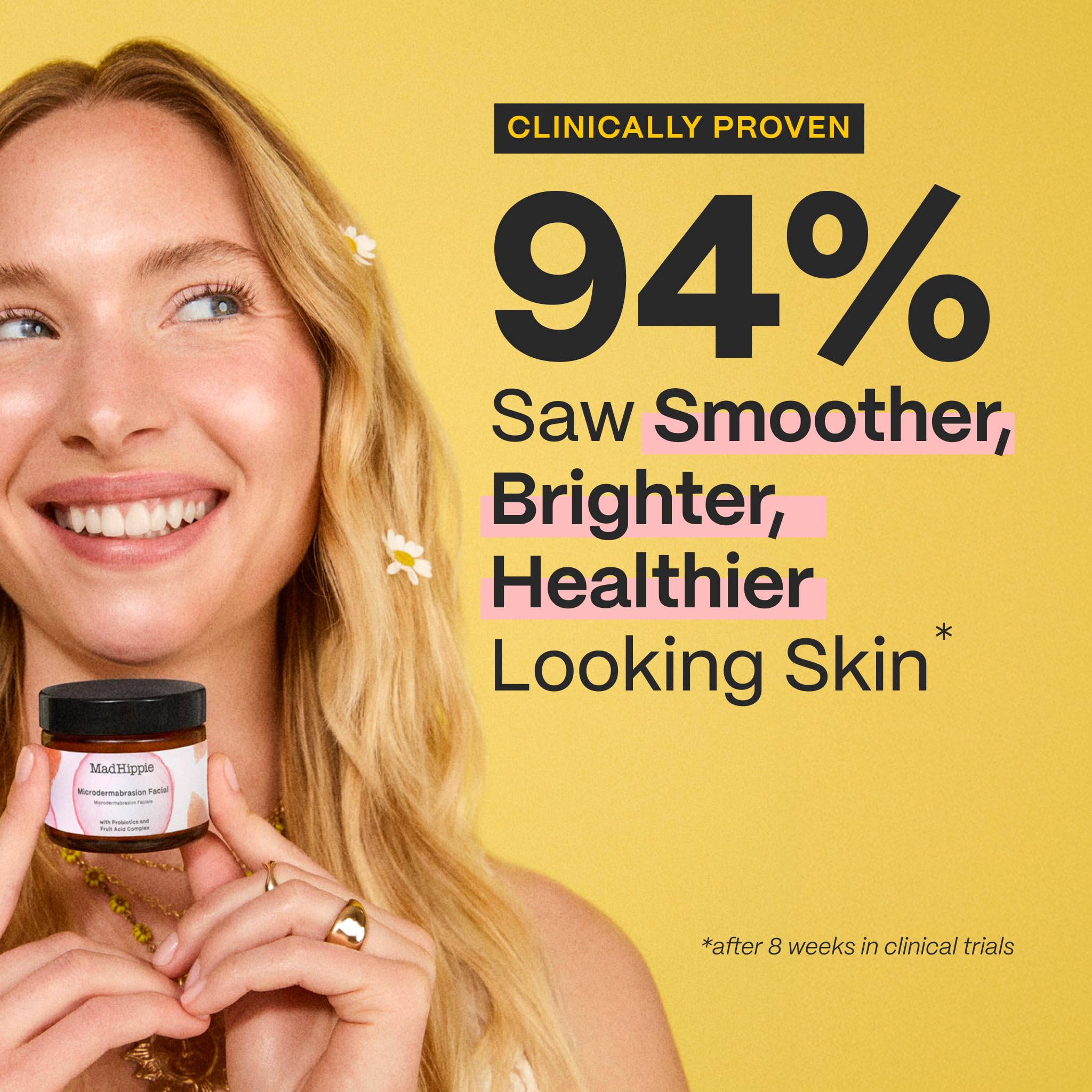 Mad Hippie MicroDermabrasion Facial pump dispense demonstrates easy at-home exfoliation routine.