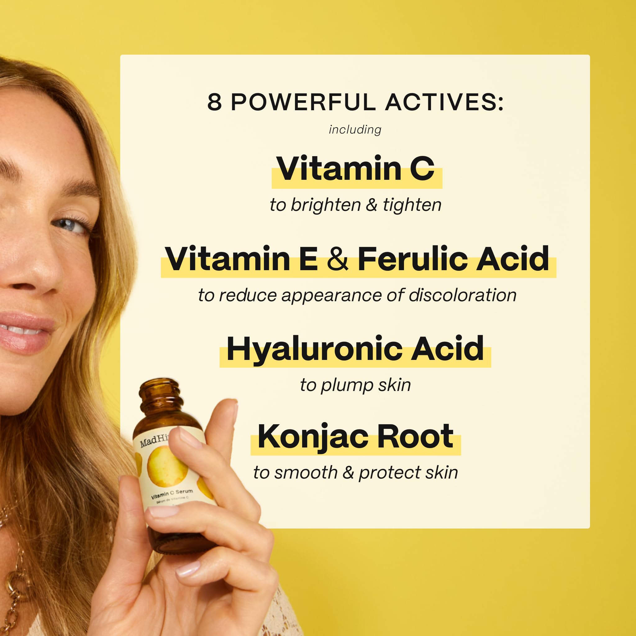Mad Hippie ingredient panel close-up highlighting clean formulation.