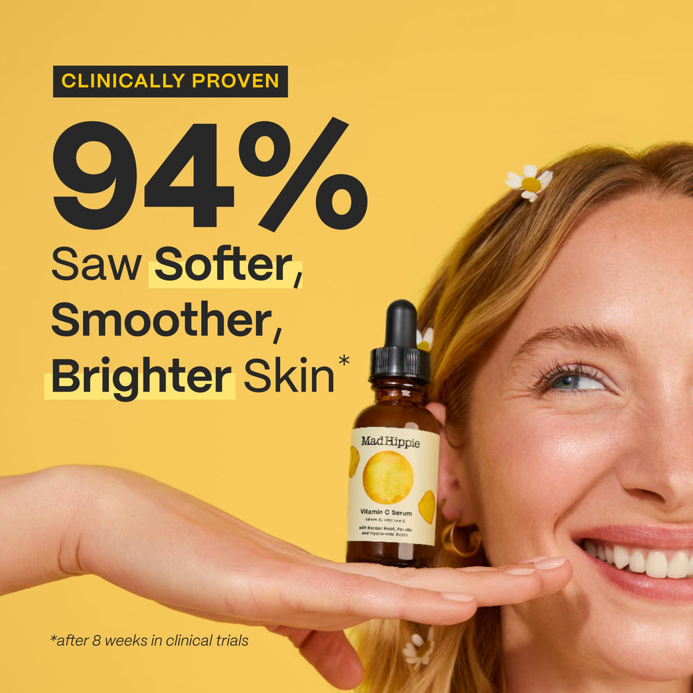 Mad Hippie Super A serum bottle highlights firming retinol action for nighttime use.