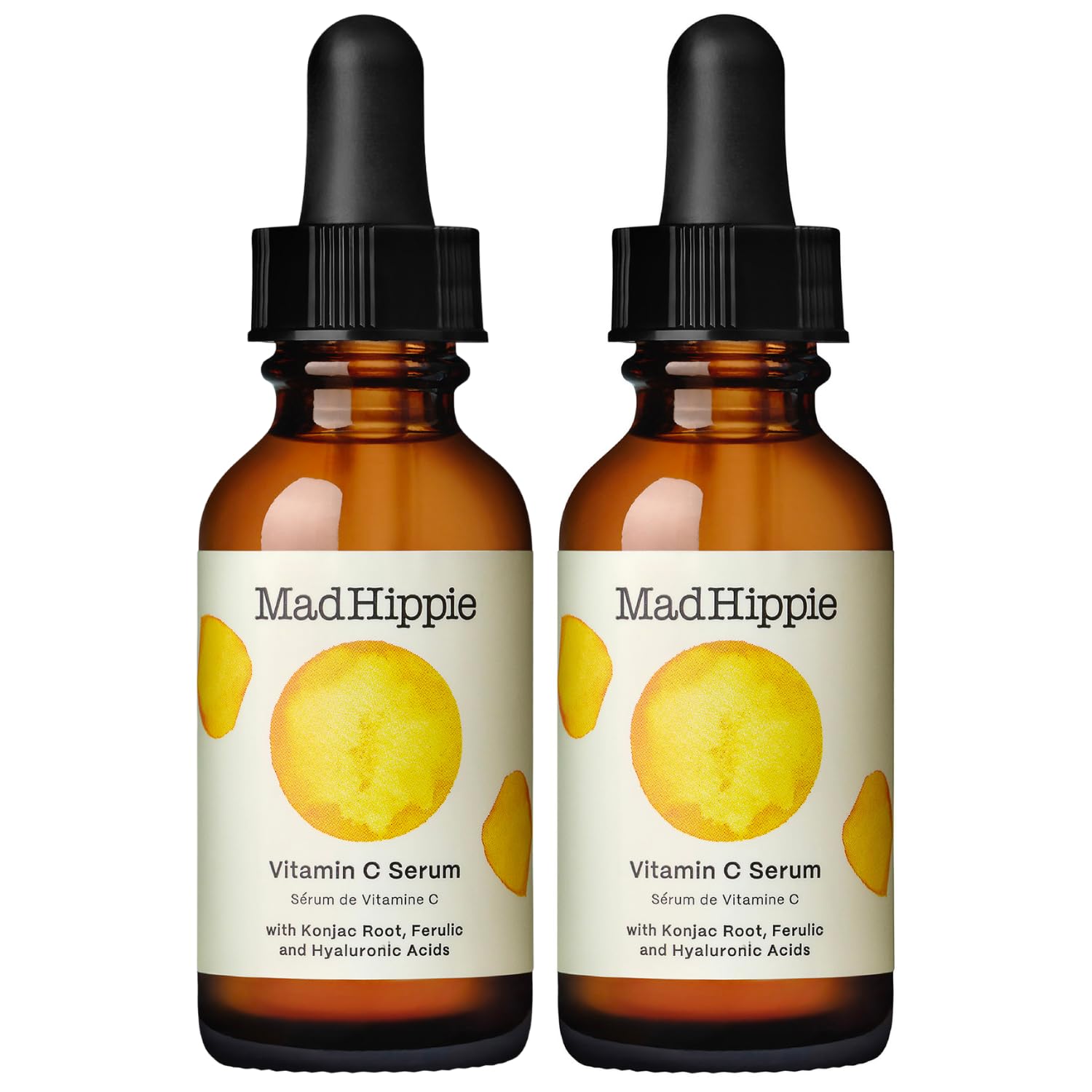 Mad Hippie Vitamin C Serum bottle closeup showing brightening glow potential.