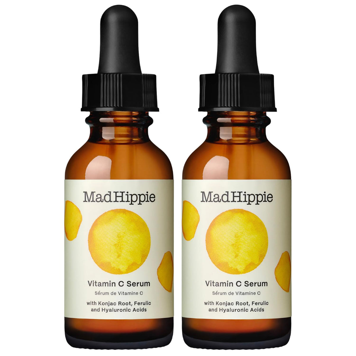 Mad Hippie Vitamin C Serum bottle closeup showing brightening glow potential.
