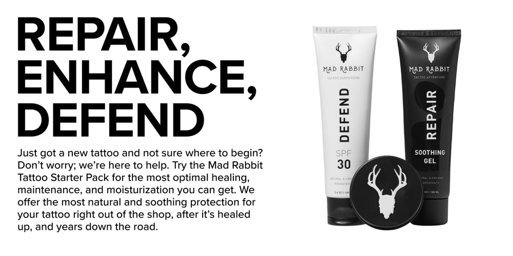Mad Rabbit outdoor sunscreen application protecting tattoos during sunlight