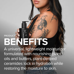 Mad Rabbit Replenish Lotion texture showing lightweight and smooth application.
