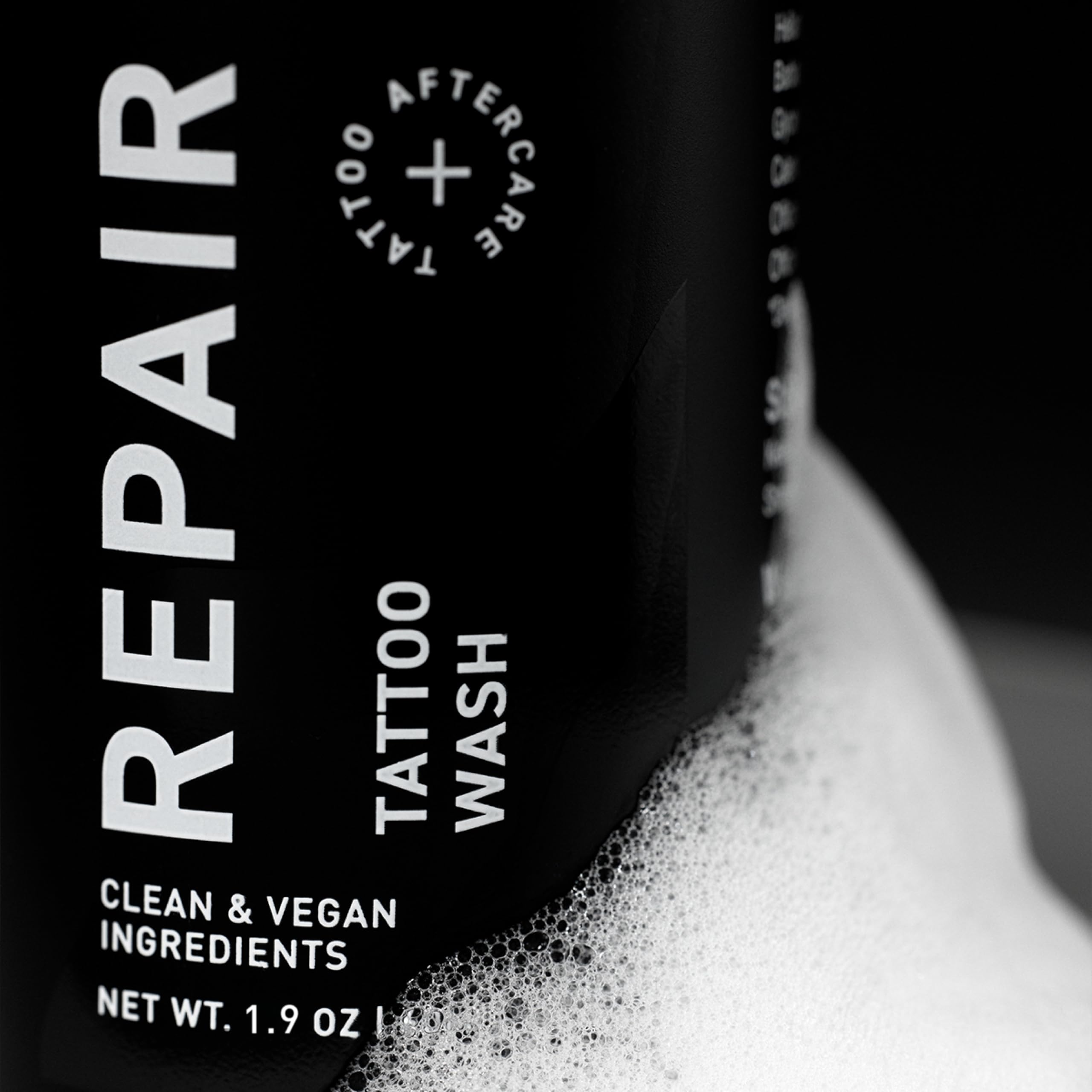 Mad Rabbit Tattoo Aftercare Soap bubbles illustrate gentle cleansing without irritating the skin.