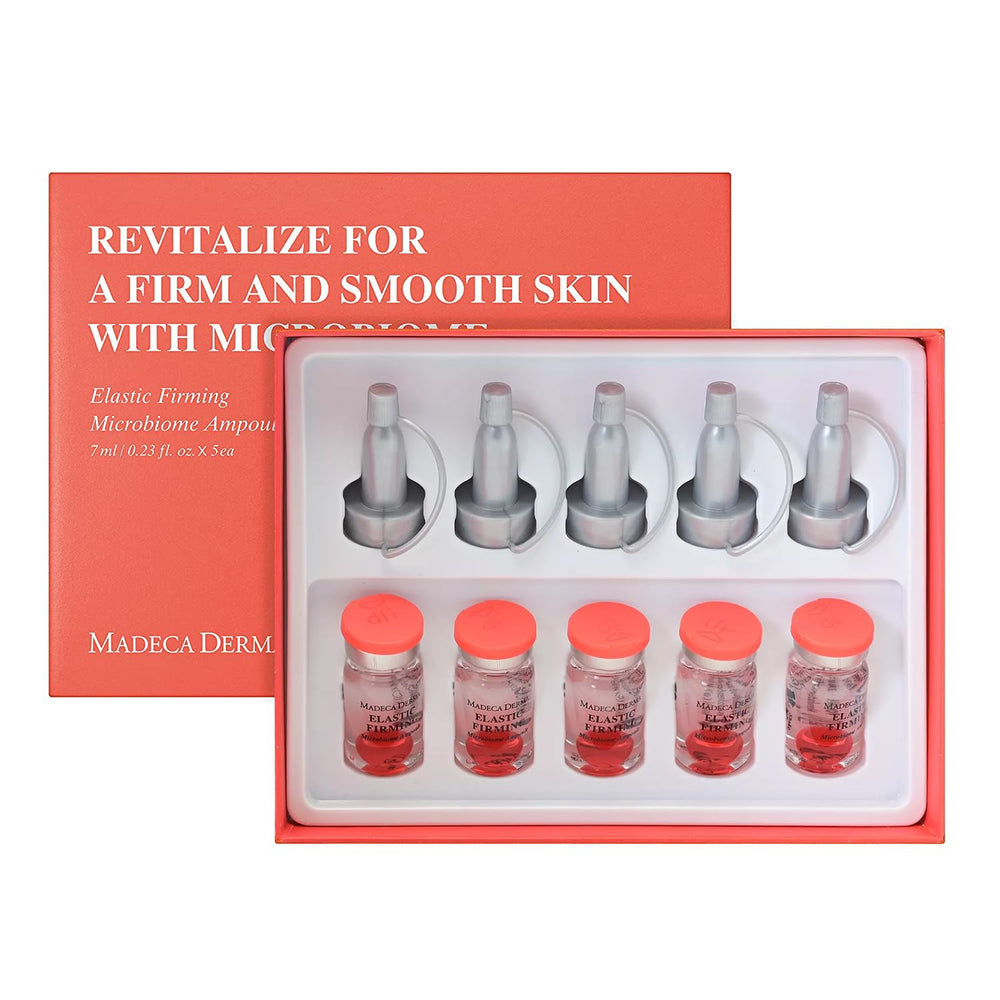 Madeca Derma elastic firming ampoule bottle close-up for firming action.
