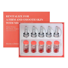 Madeca Derma elastic firming ampoule bottle close-up for firming action.