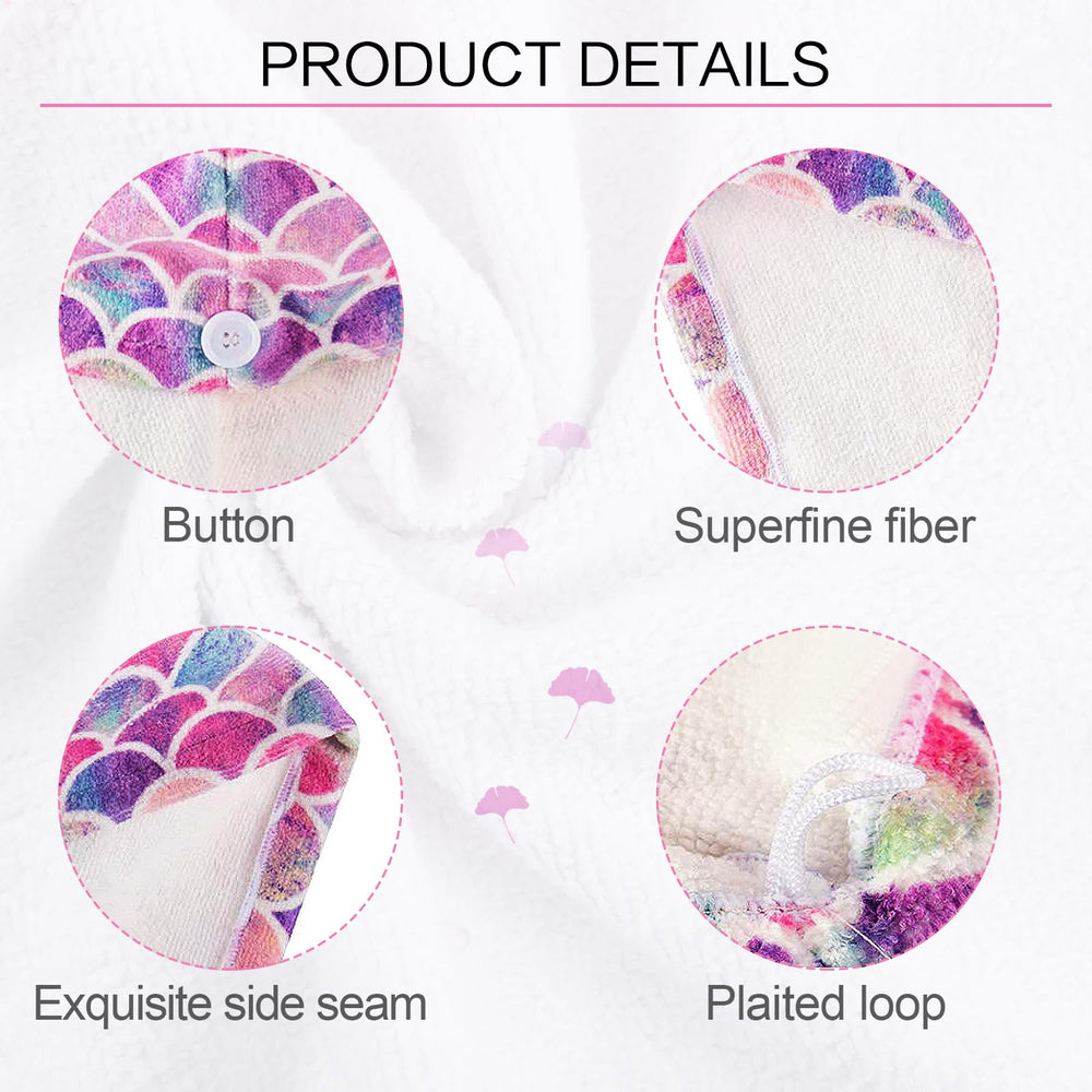 MADHOLLY mermaid-pattern towel in use shows fast water absorption after bath.