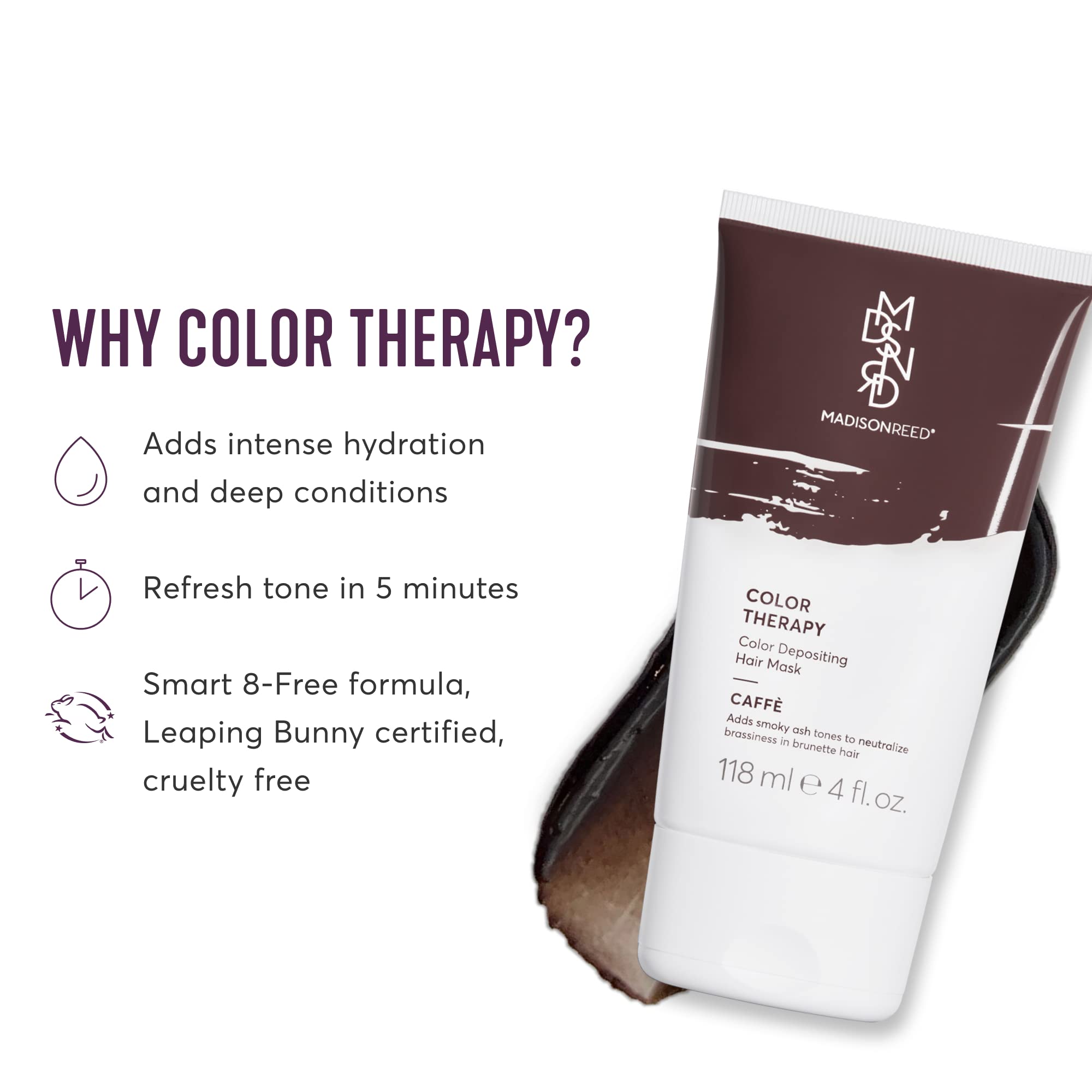 Madison Reed Color Therapy Caffé hair mask application demonstrates quick color refresh and conditioning.